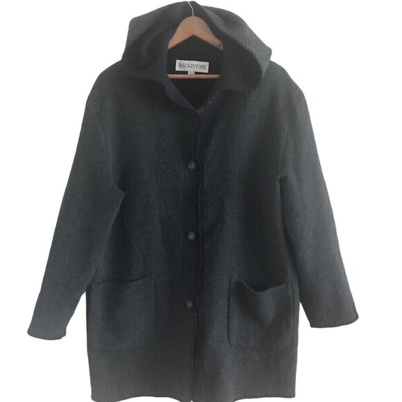 Vintage Mackintosh Wool Hooded Jacket L Cottagecore Boho Hippie Minimalist USA - Picture 6 of 13